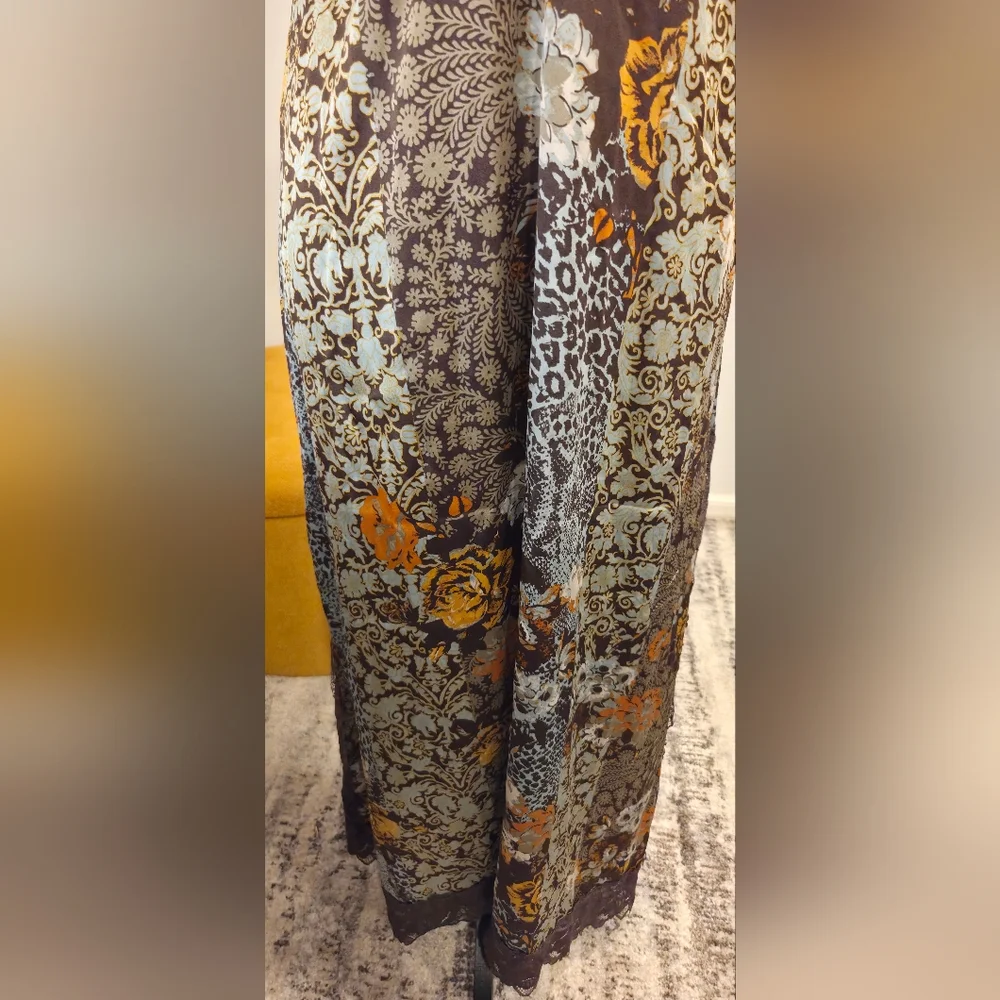 Free People Slip  Brown Dress with Floral Accents, Size M. - Picture 6 of 15